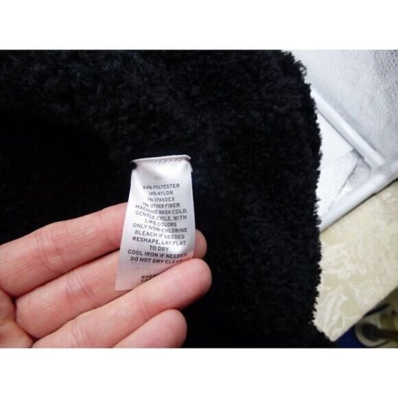 Halogen Boucle Cropped Teddy Bear Sweater, Black, L - Picture 6 of 9